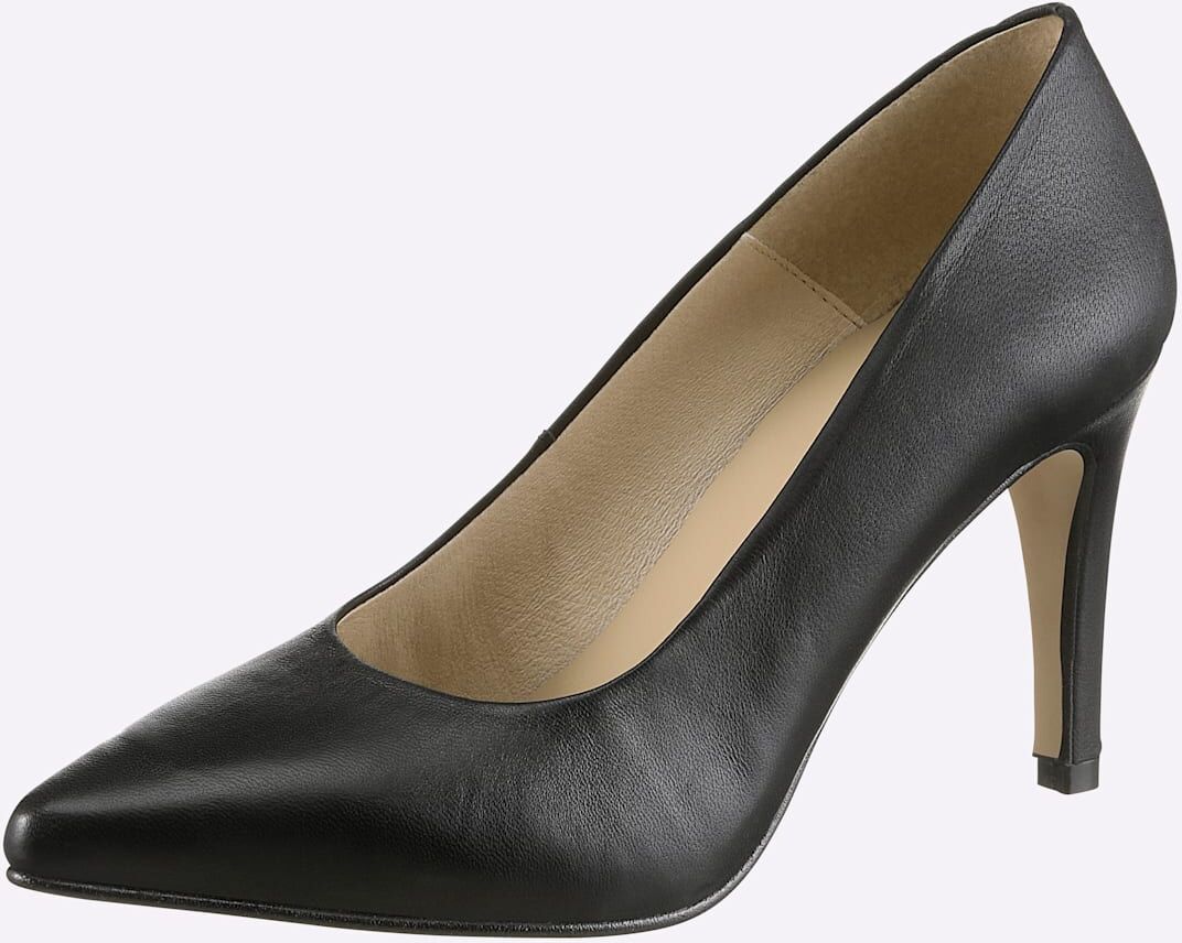 Pumps HEINE, Damen, Gr. 40, schwarz, Glattleder, Leder, Schuhe Pumps