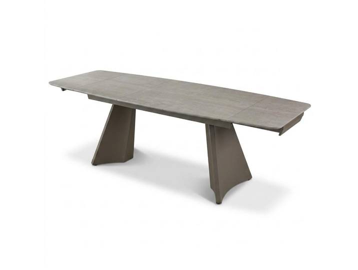 JVmoebel Esstisch Esstisch Beige Glas Holzoptik Metall Innenausstattung Moderner Stil, Made in Europa