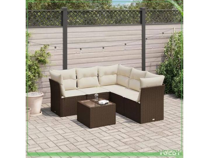 Salon de jardin - 7291712419256 - Résine tressée marron - Modulaire avec rangement étanche - Table verre trempé