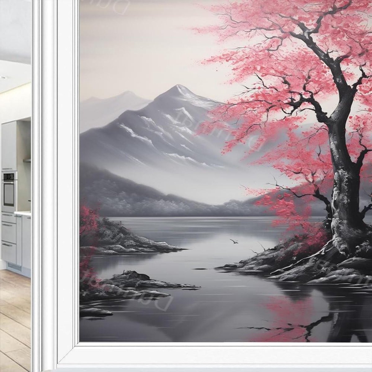 Raamfolie Roze Bloem voor Privacy - Statisch Hechtend - 70 x 120 cm