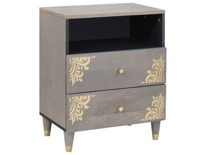 Heofavd Nachttisch Grau 50x33x62 cm Massivholz Mango Beistelltisch