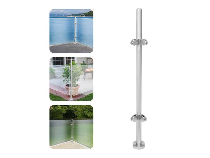 Poteau de garde-corps de 110 cm, poteau de clôture de garde-corps en acier inoxydable, poteau d'angle en acier inoxydable, matériau Applicable épaisseur 12 mm