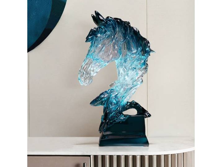 Ornement Tête de Cheval Transparent, Décoration de Bureau Haut de Gamme, Artisanat de Luxe de Niche, Cadeau de Pendaison de Crémaillère pour Salon