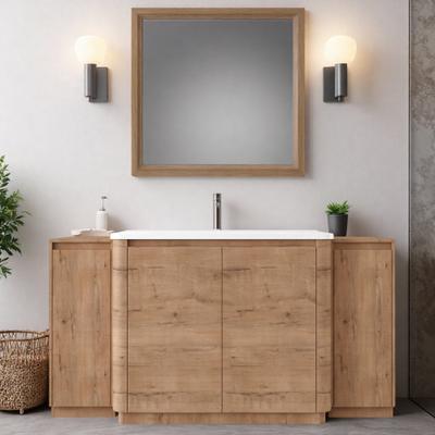 ZWYO HOSIMU 64 Inch Plywood Bathroom Vanity with Ceramic Sink, Soft Close Doors & 2 Storage Cabinets for Modern Bathroom