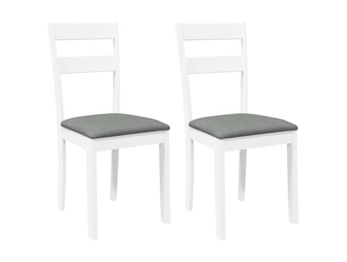 Todiikf Esszimmerstühle 2er Set Massivholz Stühle mit Kissen Weiß Grau Ergonomische Holzsessel für Küche, Wohnzimmer und Essbereich. Polsterung sorgt für hohen Sitzkomfort beim Essen.