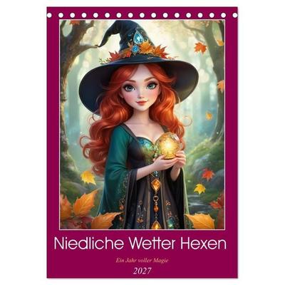 Niedliche Wetter Hexen (Tischkalender 2027 DIN A5 hoch), CALVENDO Monatskalender