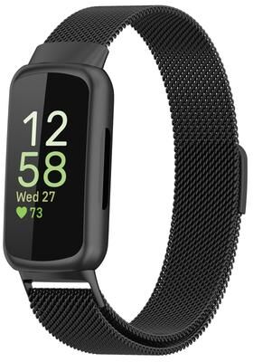 Everyday Crate Fitbit Inspire 3 Milanese Watch Band Magnetic Metal Watch Strap black