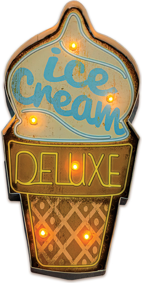 Forever Light Retro metalen bord met LED-verlichting Ice Cream Forever