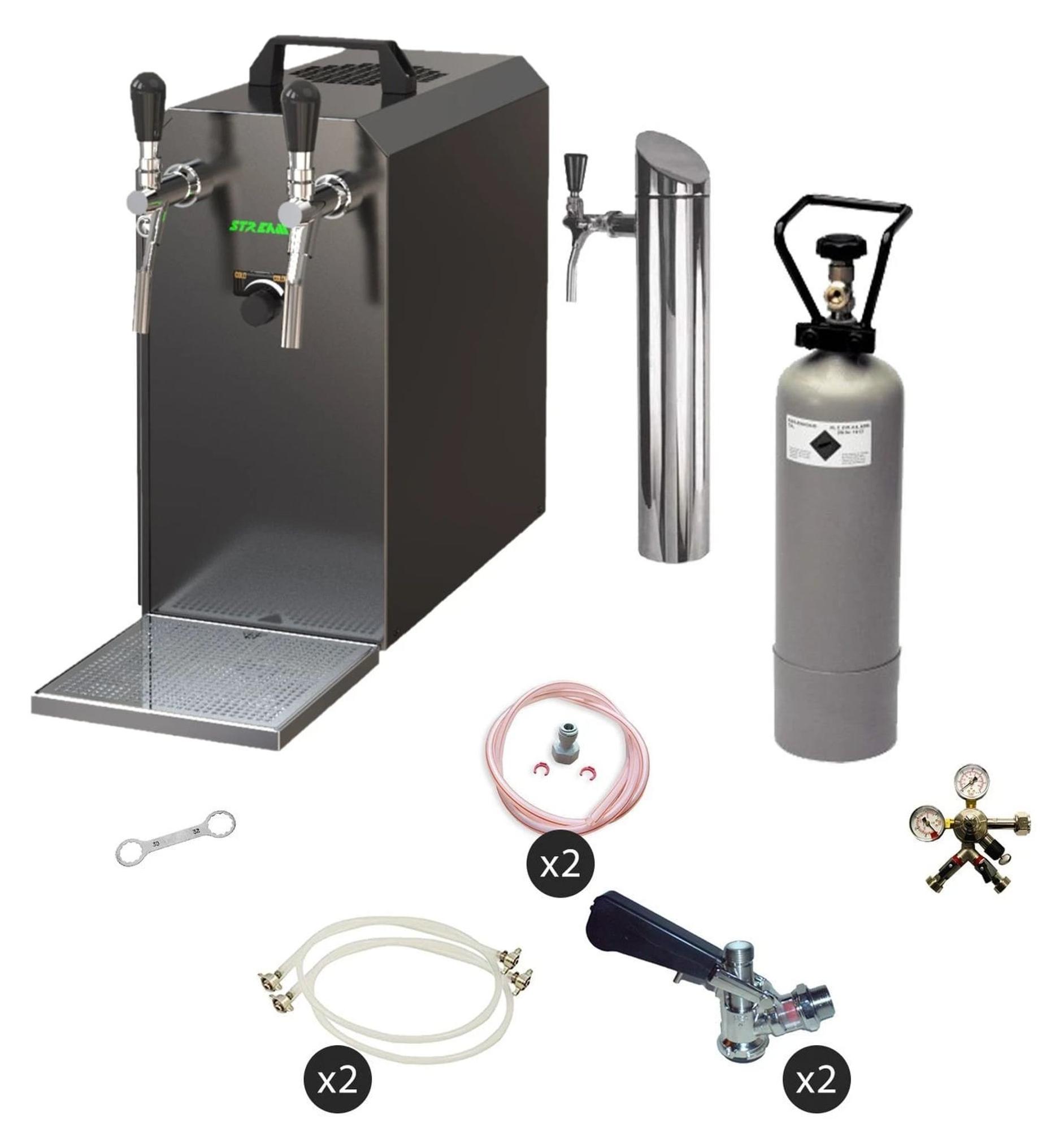 Bierzapfanlage Untertisch Komplettset STREAM 50, 2-Zug Trockenkühler, 55 l/h, KEG Typ S & D