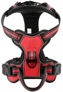 Friendly Fresh Finds Adjustable Nylon Dog Harness Vest Reflective, Soft, Breathable, No Pull Harness For Small, Medium & Large Dogs red m