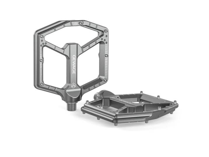 Fahrradpedale CNC-Aluminium ultraflach mit 14 Anti-Rutsch-Pins, Grau, Metall, 11x1.5x12 cm, Freizeit & Co, Sport & Fitness, Fahrräder, Fahrradzubehör