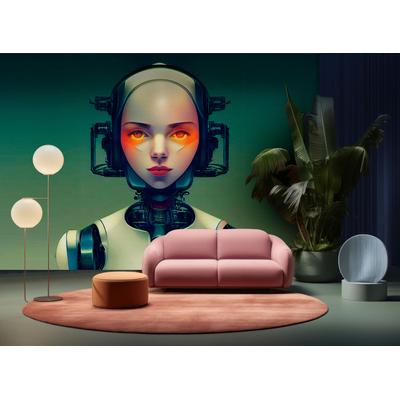 Fototapete LIVING WALLS "Walls by Patel 5 Fototapete Futuristischer Roboter", bunt (grün), B:4m H:0m L:2,7m, Vlies, Tapeten, Futuristischer Roboter auf 200 g/m² Premium-Vlies