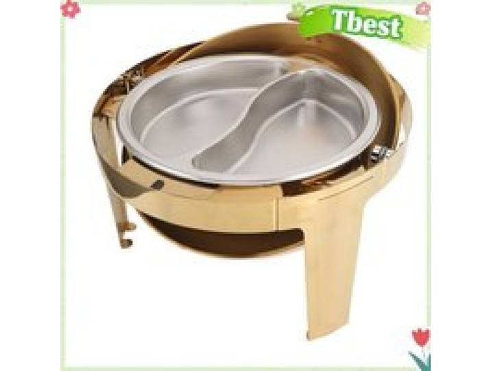 Tbest Chafing Dish Buffet Set 6L Inox Réchaud à lAlcool Doré