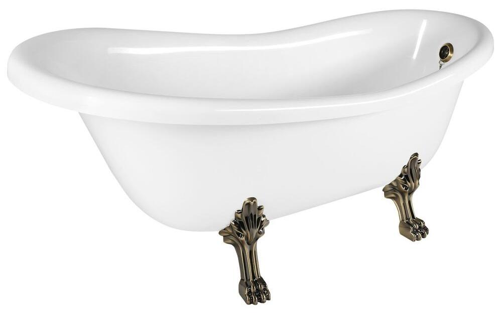 RETRO freistehende Badewanne 168x76,2x70cm, weiß, Füße Bronze