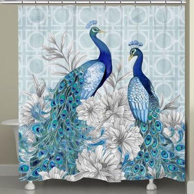 Laural Home Llc (Bath) Blue Peacocks Shower Curtain 71 x 72, 71 x 72, Blue