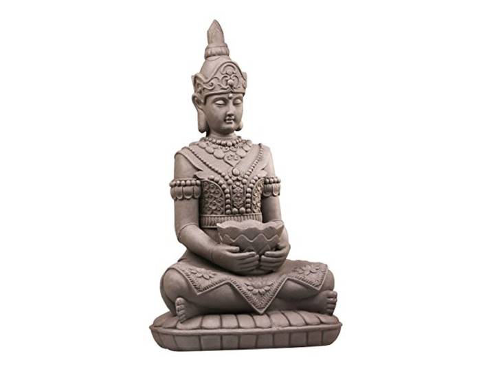STONE-Lite Kwan Yin Boeddha Ornament, Licht Grijs, Groot