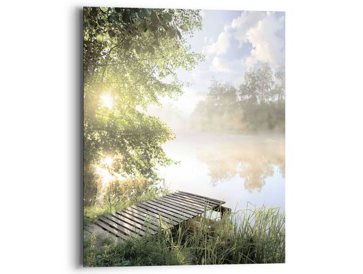 Deco-Panel REINDERS Sonnenaufgang am See , grün (farbe bild(er): grün), B:40cm H:50cm T:2cm, Bilder, Deco-Panel, Hobbyraum - Grün - MDF - Wasser - 40x50 cm
