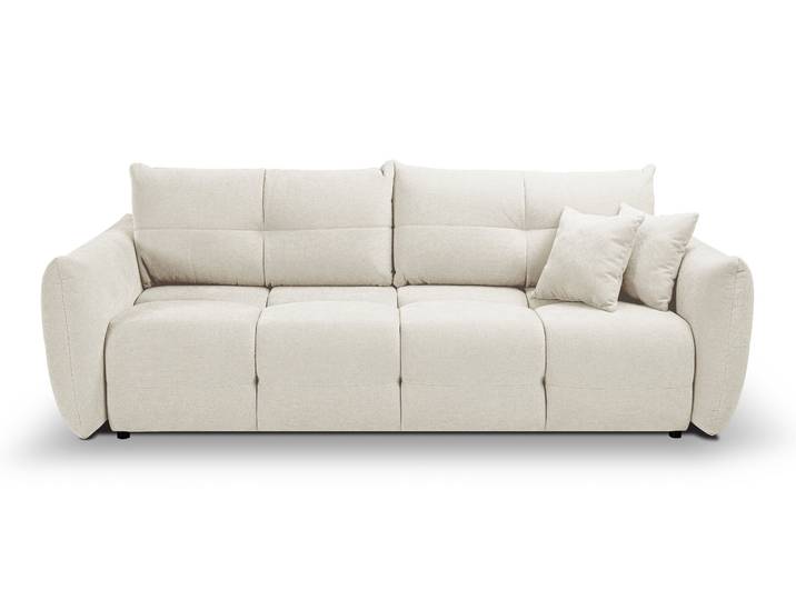 Masseno Sofa MODA mit Schlaffunktion und Bettkasten, Ausziehbares Bettsofa - Creme, WIND 02