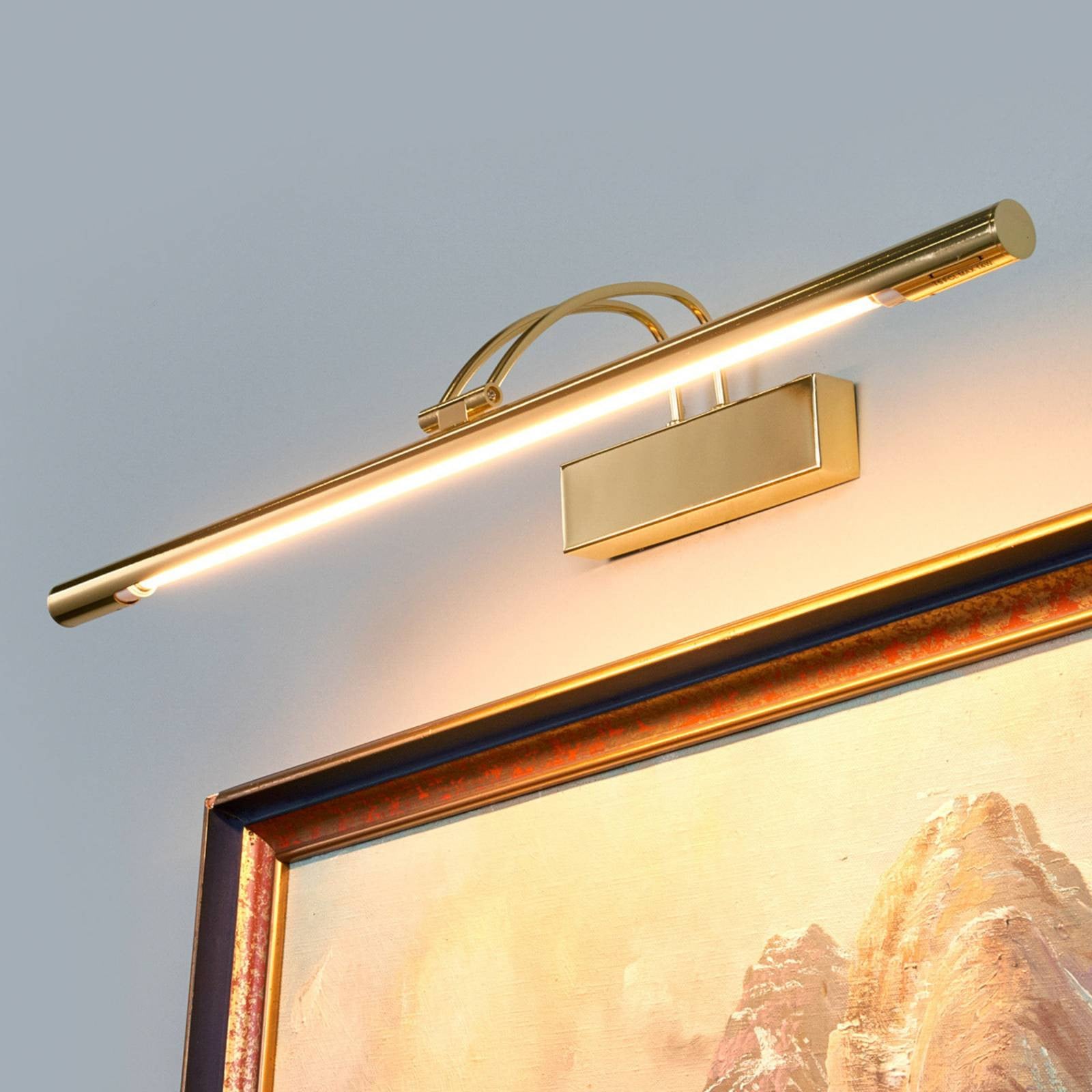 Searchlight Picture LED schilderijlamp in goud/messing voor woon- en eetkamer