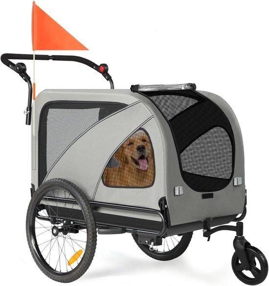 Fahrradanhänger für Hunde - Hunde buggy - Gemeinsam reisen - 2-in-1 Design - Bis zu 50 kg - Grau