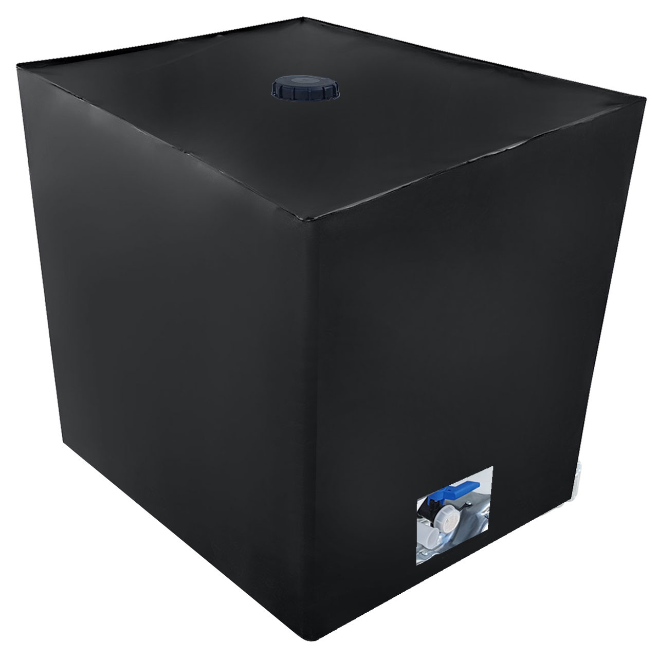 REKUBIK IBC Cover UV-Schutz Folie mit Lochauschnitt in Schwarz 1000l IBC (120x100x116cm)