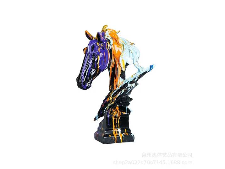 Ornements de tête de cheval en résine nordique, artisanat de décoration pour la maison, décorations de salon et de bar, cadeau d'art