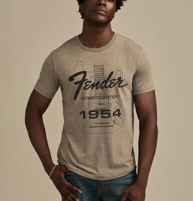 Lucky Brand Fender Stratocaster Tee - Men's Clothing Tops Shirts Tee Graphic T Shirts in Tarmac, Size S