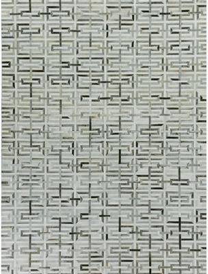 Exquisite Rugs Natural Hide hand-tufted Leather Hide Silver/Ivory Area Rug