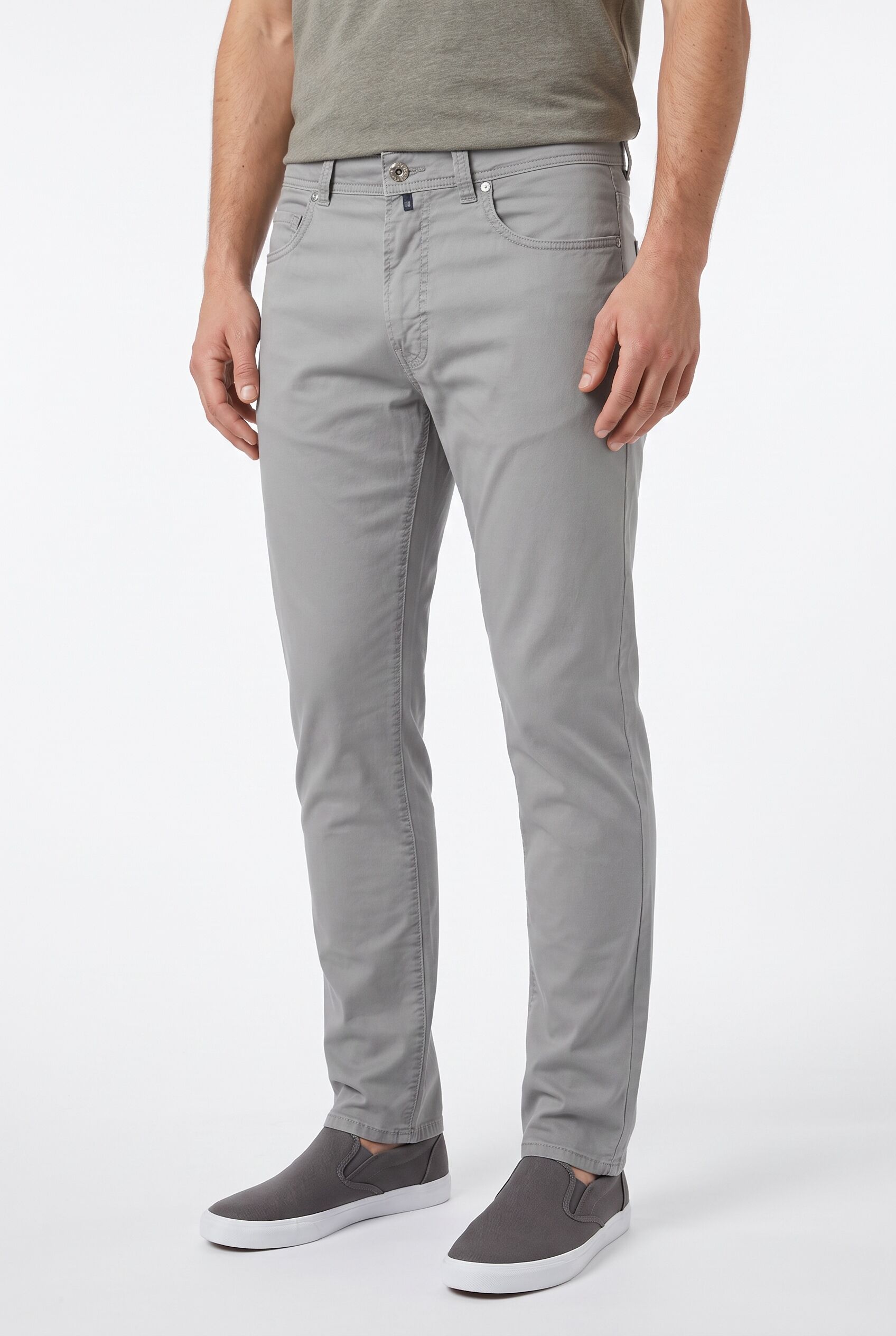 5-Pocket-Hose PIERRE CARDIN "PC-Lyon", Herren, Gr. 30, Länge 34, grau (quiet gray), Web, Obermaterial: 97% Baumwolle, 3% Elasthan, unifarben, slim fit lang, Hosen 5-Pocket-Hose