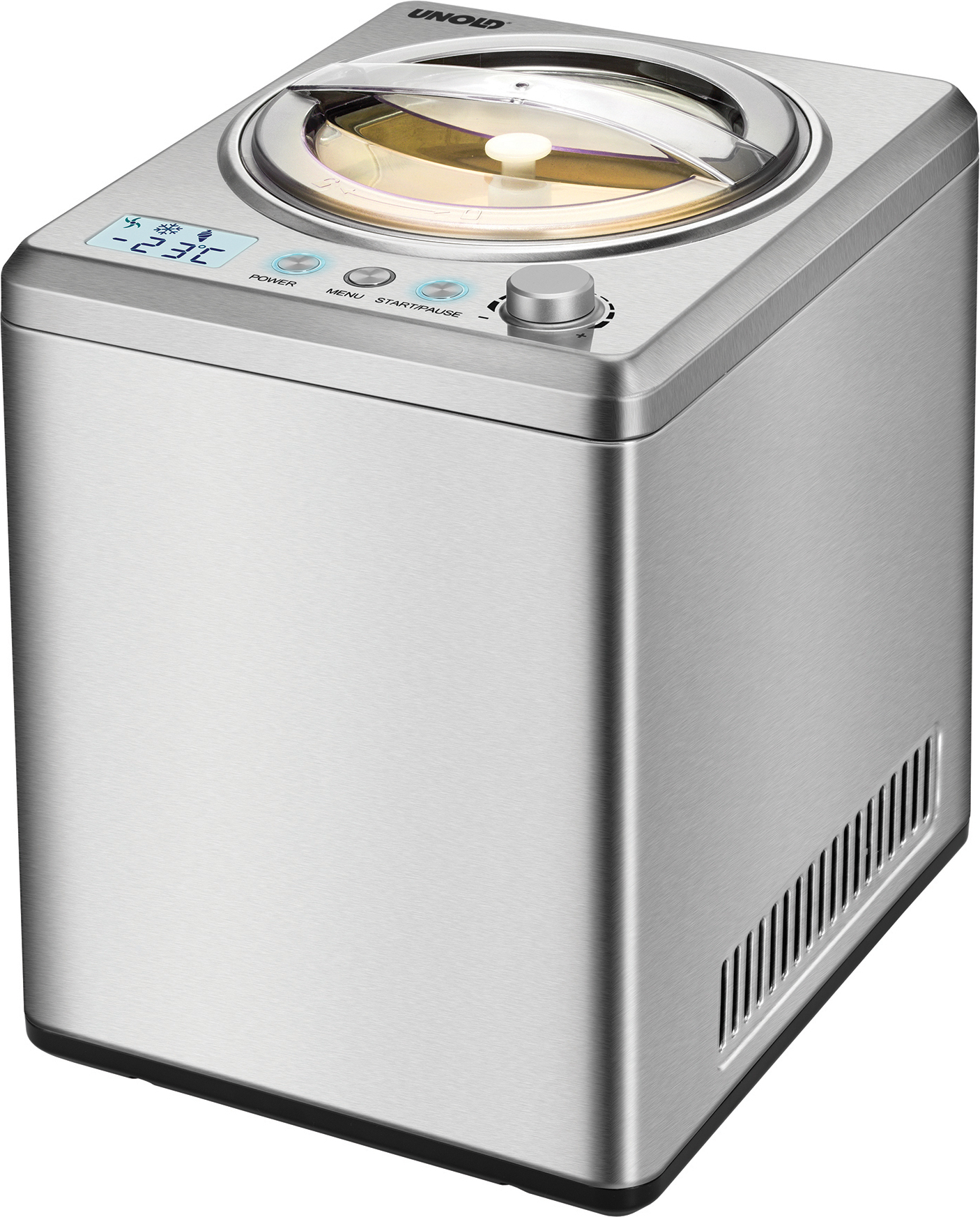 Unold 48880 Eismaschine Profi Plus - Edelstahl, 2.5 L, 250 W, vollautomatischer, selbstkühlender Kompressor, LCD-Display