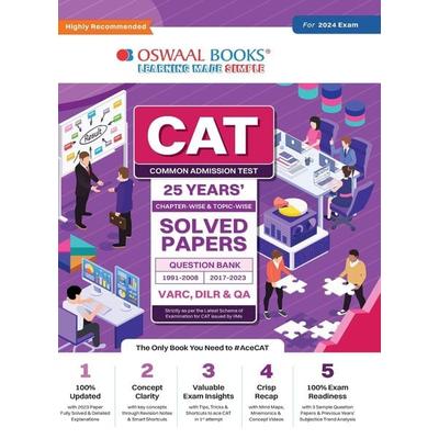 Oswaal CAT 25 YEARS Chapter-wise & Topic-wise Solved Papers (VARC, DILR & QA) (1991-2008 & 2017-2023) for 2024 Exam, Taschenbuch von Oswaal Editorial