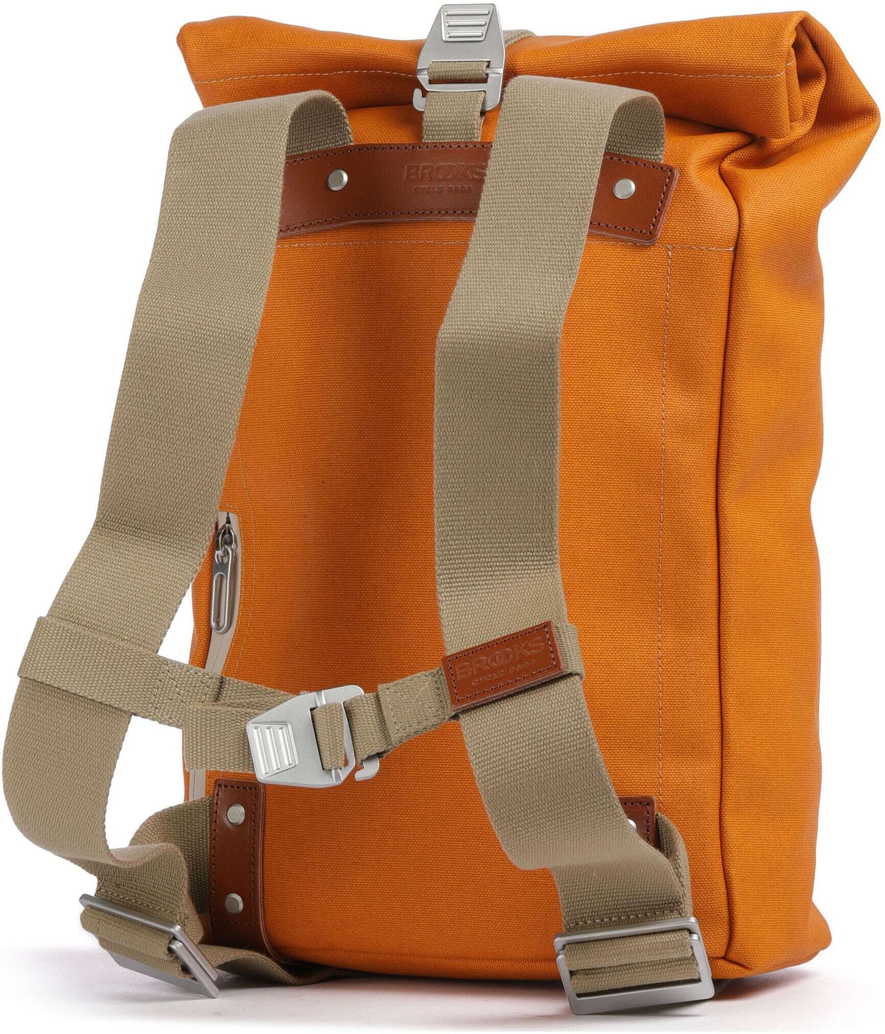 Brooks England Pickwick Cotton Canvas Small Rolltop Rucksack, orange