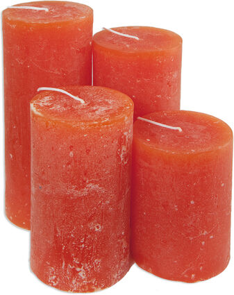 Rustikale Kerzen, orange, abgestuft, 4 Stück