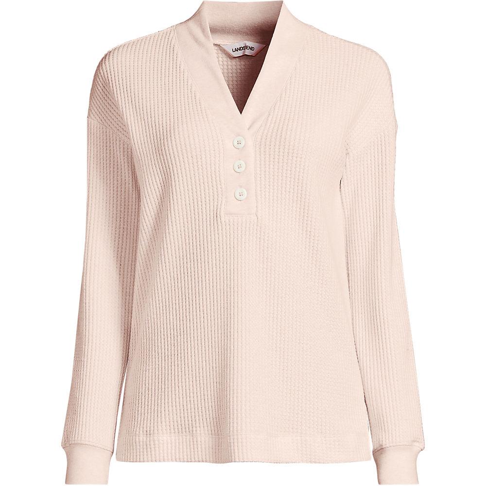 Waffelstrick-Henleyshirt für Damen, Damen, size: regular, Pink, Baumwoll-Mischung/Polyester-Mischung, by Lands' End