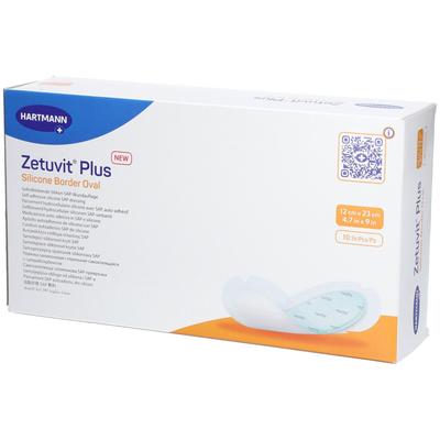 Zetuvit Plus Silicone Border steril oval 12x23cm 10 St Kompressen