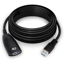 ACT AC6105 USB Kabel 5 m 3.2 Gen 1 (3.1 Gen 1) USB A Schwarz (5 m, USB 3.2 Gen 1), USB Kabel