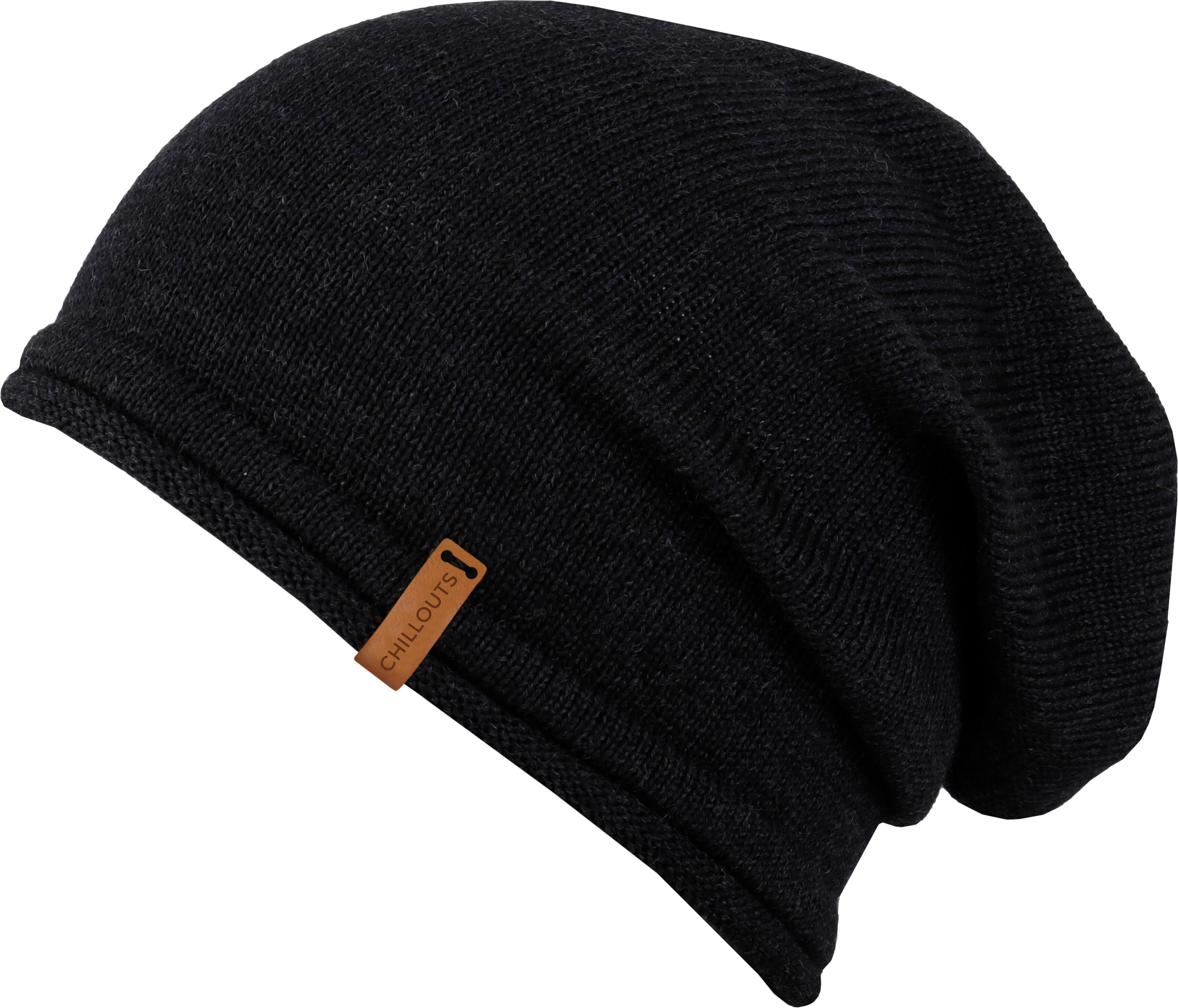 Beanie CHILLOUTS "Leicester Hat", Herren, schwarz, Feinstrick, Wollmischung, unifarben, Mützen Beanie, Feinstrick, aus Merinowolle mit weicher Haptik schwarz Einheitsgröße