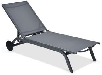 Costway 6-Position Adjustable Fabric Outdoor Patio Recliner Chair-Gray