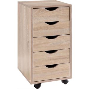 Wohnling Rollcontainer Mina WL5.174, aus Holz, sonoma eiche, mit 5 Schubladen