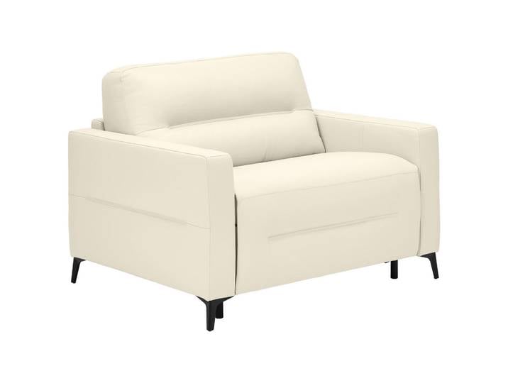 Novel Schlafsessel, Creme, Metall, Echtleder, Rindleder, Uni, 115x89x97 cm, Liegefunktion, Wohnzimmer, Sessel, Schlafsessel