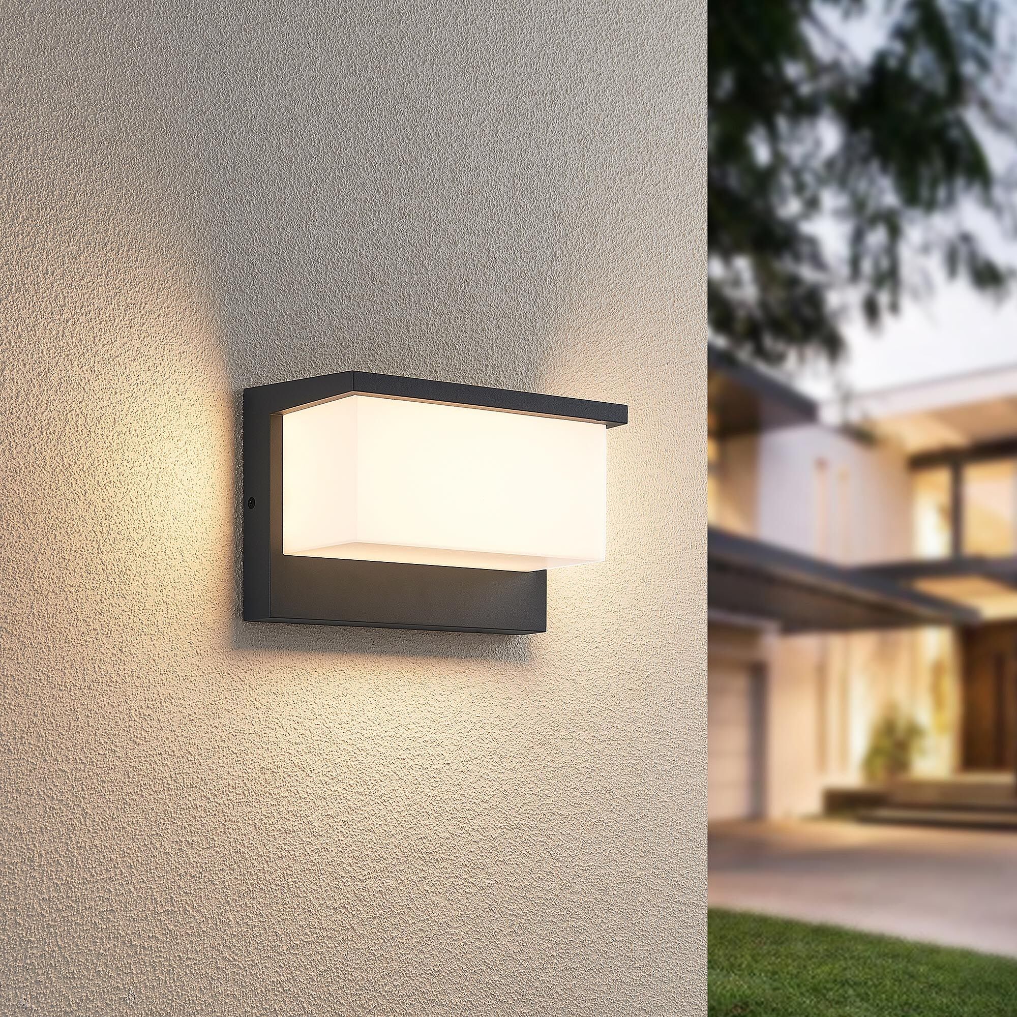 LED Außen-Wandleuchte TRIO LEUCHTEN "NESTOS, Outdoor Wandlampe Hauswand IP54, LED 13W 1300 Lumen 3000 K", grau (anthrazit), B:23cm H:15cm, Leuchten, LED Außen-Wandleuchte, LED Wandlampe Garten Terrasse Hauswand, Schirm Kunststoff Breite 23 cm