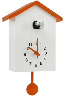 Discount Dollar Deals Creative Wall Clock, Home Silent Cuckoo Clock With Bird Tweeting Sound, Living Room Wall Decoration orange B