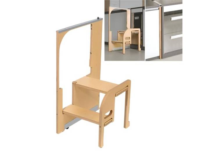 AIZYRLYR Klappbarer Tritthocker Für Kinder, Versteckte Holzleiter Platzsparender Küchenhelfer Für Bad, Schlafzimmer, Arbeitsplatte,2 Step