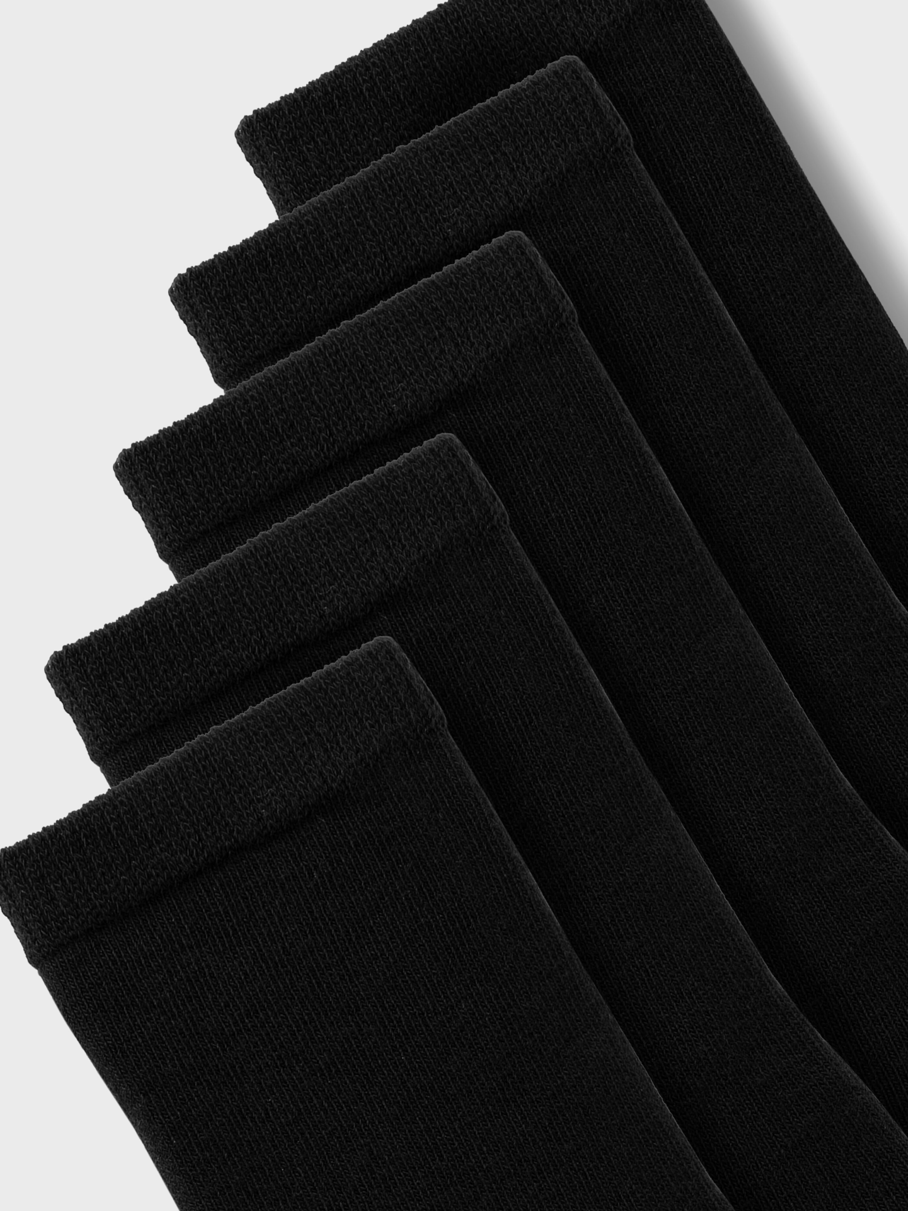 Freizeitsocken NAME IT "NKNSOCK 5P SOLID NOOS", Jungen, Gr. 25 (27), schwarz, Baumwollmischung, unifarben, Socken Freizeitsocken schwarz 25 (27)