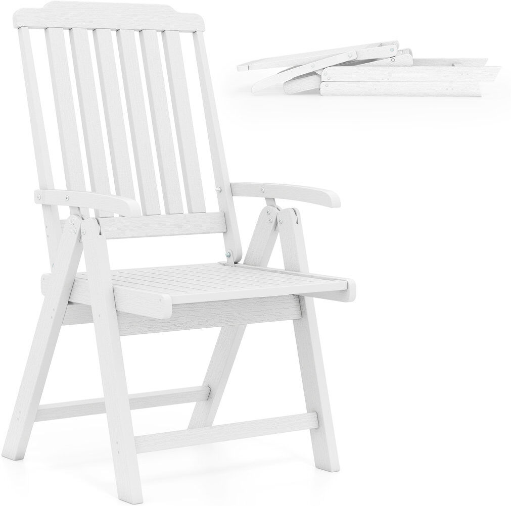 Highland Dunes Foldable Outdoor Patio Dining Armchair White 101cm H X 55cm W X 63cm D