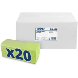 Funny Papierhandtücher AG-059, 2-lagig, Zick-Zack-Falz, grün, Tissue, 24 x 21 cm, 4000 Stück