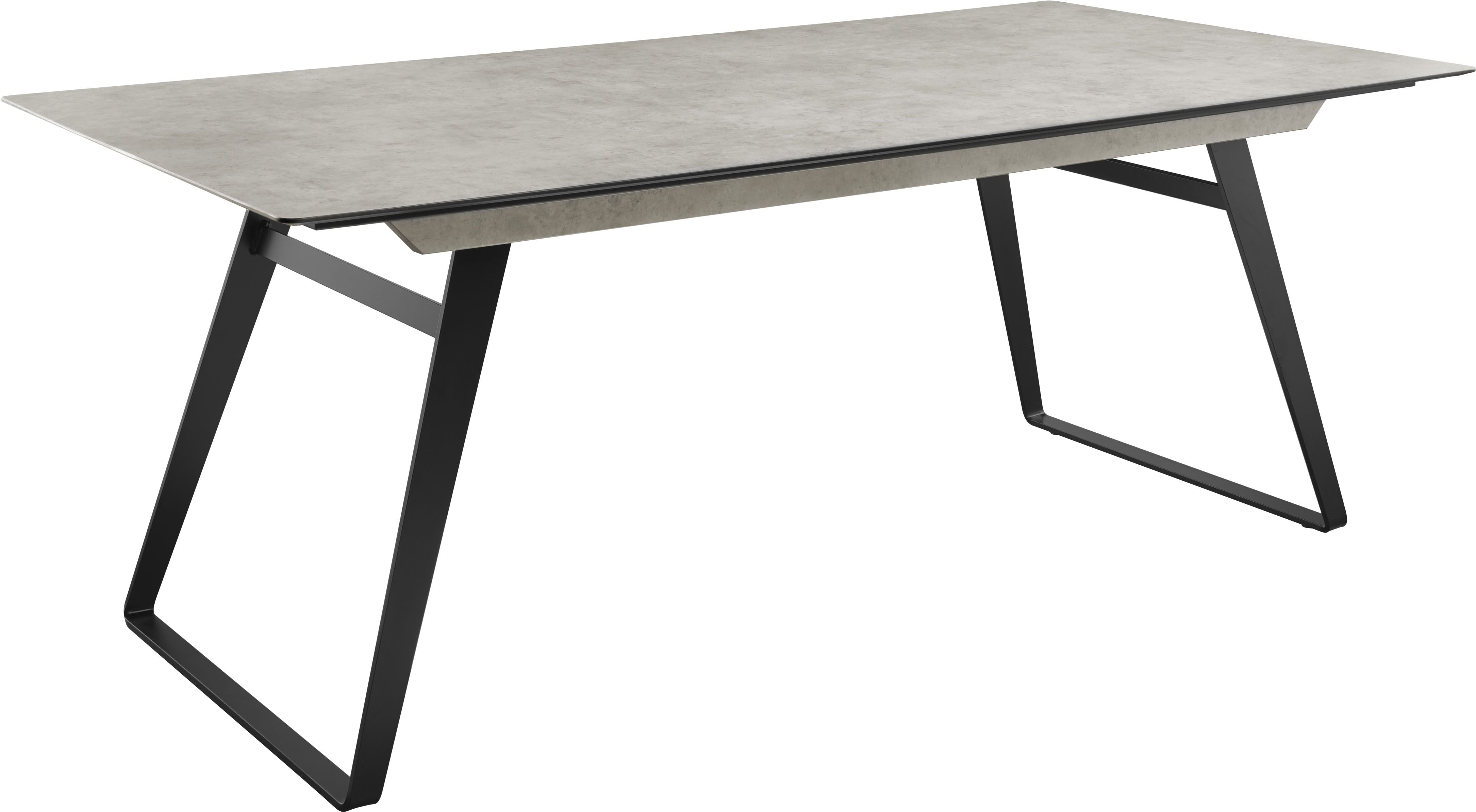 Esstisch MUSTERRING, schwarz (schwarz, zement, design), B:220cm H:76cm T:100cm, Tische, Esstisch, HPL-Platte in Zement-Design, Bügelgestell schwarz, drei Größen