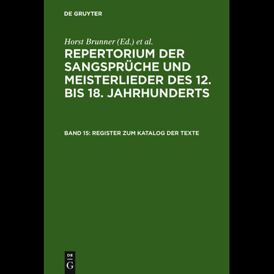 Register zum Katalog der Texte, Gebundene Ausgabe von Horst Brunner, De Gruyter, 978-3-484-10515-7