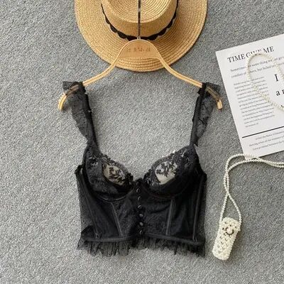 Retailers Go Sexy French Chic Lace Backless Corset Camisole Spaghetti Strap Top For Women black xl