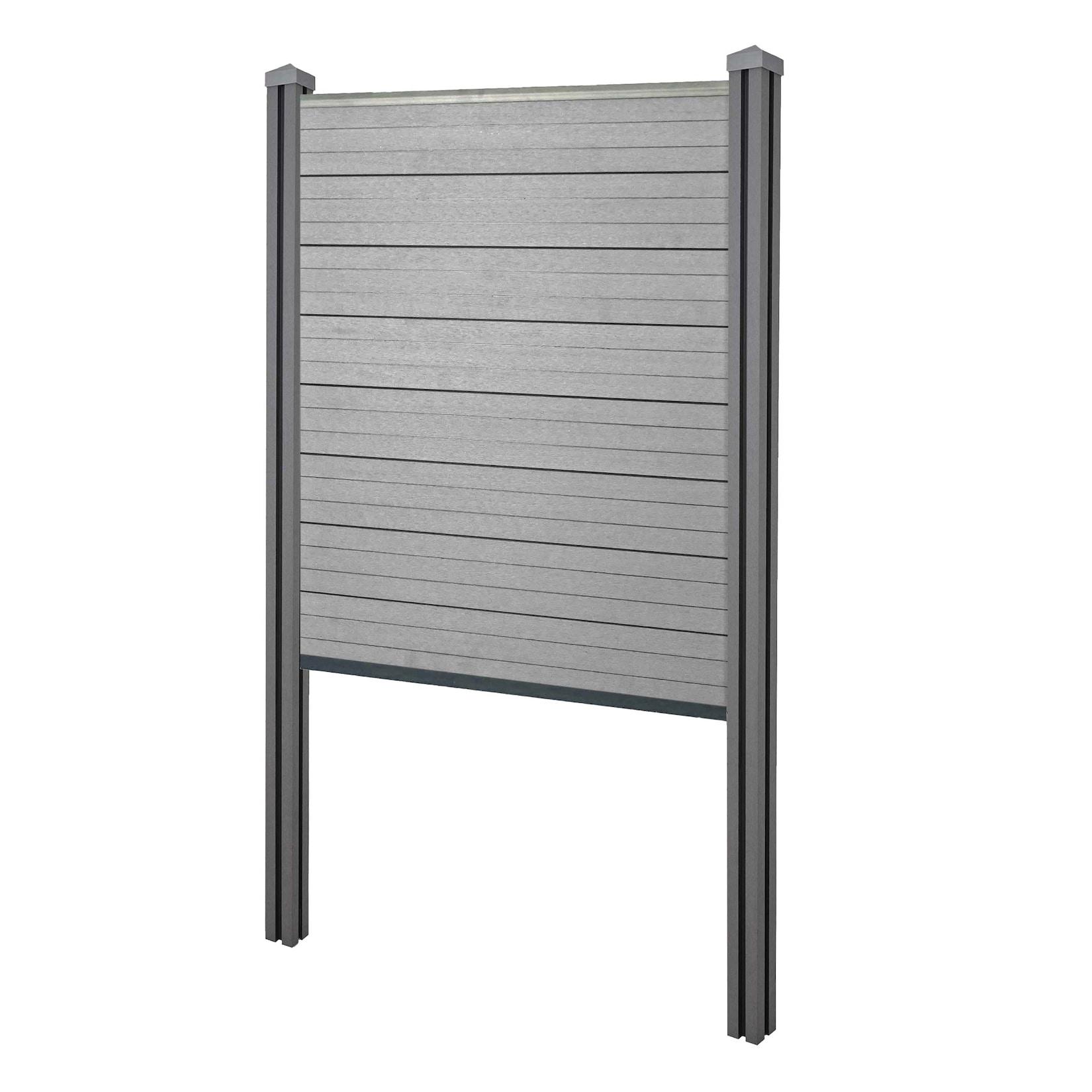 WPC-Sichtschutz Savoie, Zaun Windschutz, WPC-Pfosten zum Einbetonieren ~ Basiselement schmal, 105cm grau